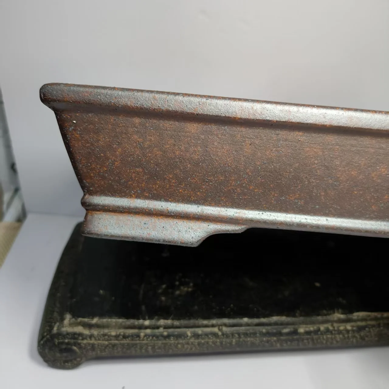 12'' Rectangle Shallow Purple Clay Bonsai Pot Wood-Fired Style