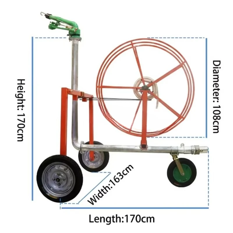 All terrain mobile irrigation device quick hose recovery agricultural drainage spray