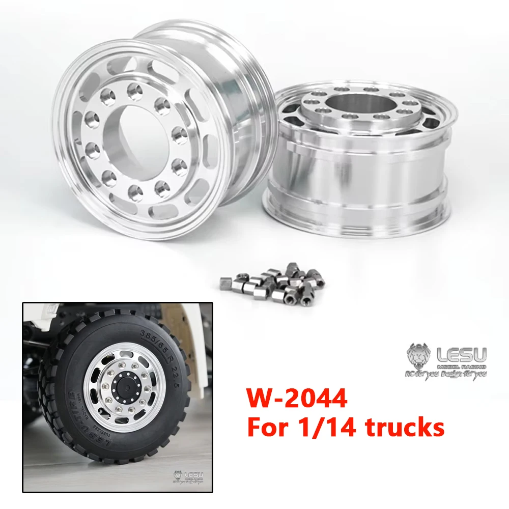 

LESU W-2044 1/14 Truck Aluminum Alloy Flange Front Wheel Wide Tire Square Hole Wheel Hub Suitable for Tamiya Tractor RC Truck