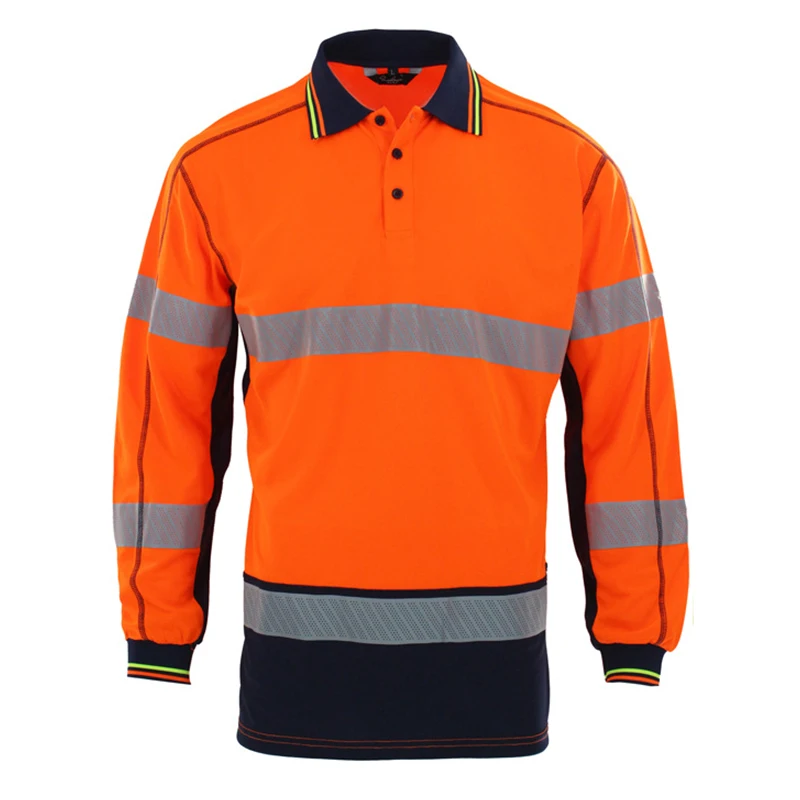 Quick Drying Polo Shirts for Man Summer Sunscreen Road Building Construction Workwear Long Sleeve Hi Vis Clothing
