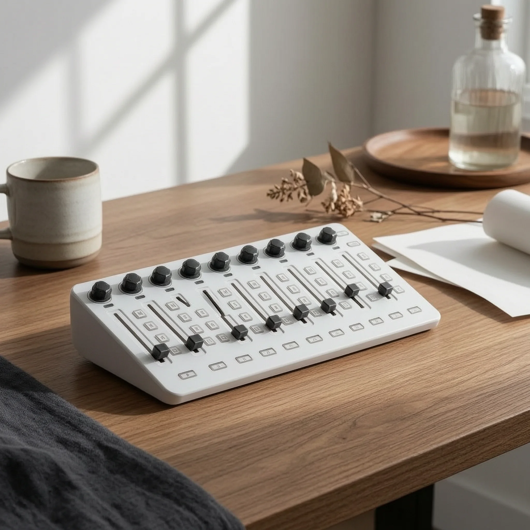 MIDI Controller with Faders Compact USB MIDI Fader Controller Control Surface Tactile Mixing Console Plug-and-Play