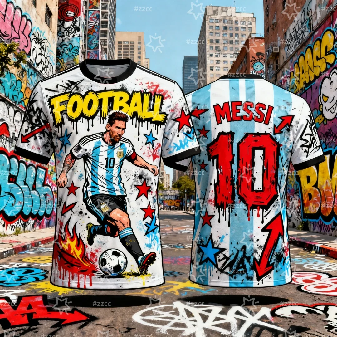 

Messi's No. 10 football jersey Fan commemorative jersey Autumn Sports Dry Quickly Men's T-Shirt Kid's Clothing Tee Y2k Woman