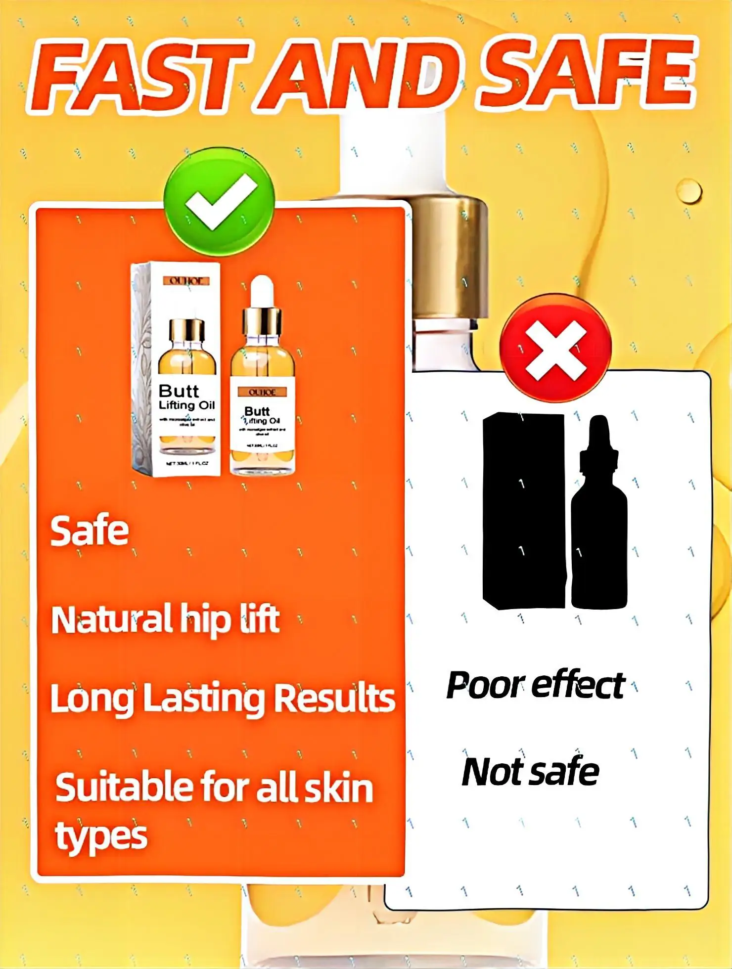 Minyak Pembesar Bokong Alami - Mengangkat & Mengencangkan untuk Tampilan Lebih Bulat dan Berisi - Penyerapan Cepat