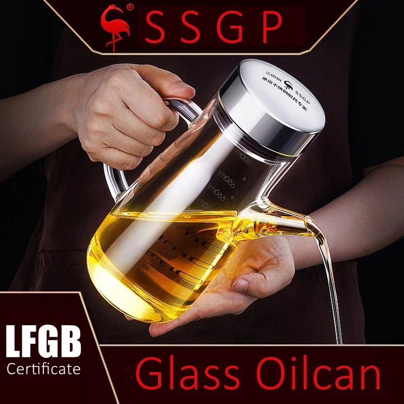Certificate High Borosilicate Glass Oiler Well Sealed Oil Kettle Patented 800ml Oilcan for Kitchen Seasoning Container