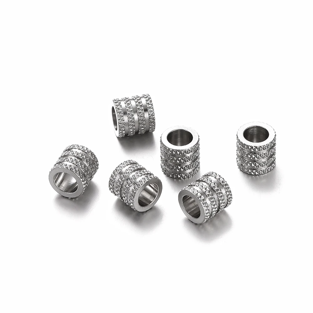 10Pcs 5/6/8/10mm Stainless Steel Large Hole Bead Gold Color Loose Spacer Beads Charms for Bracelet DIY Jewelry Making Supplies