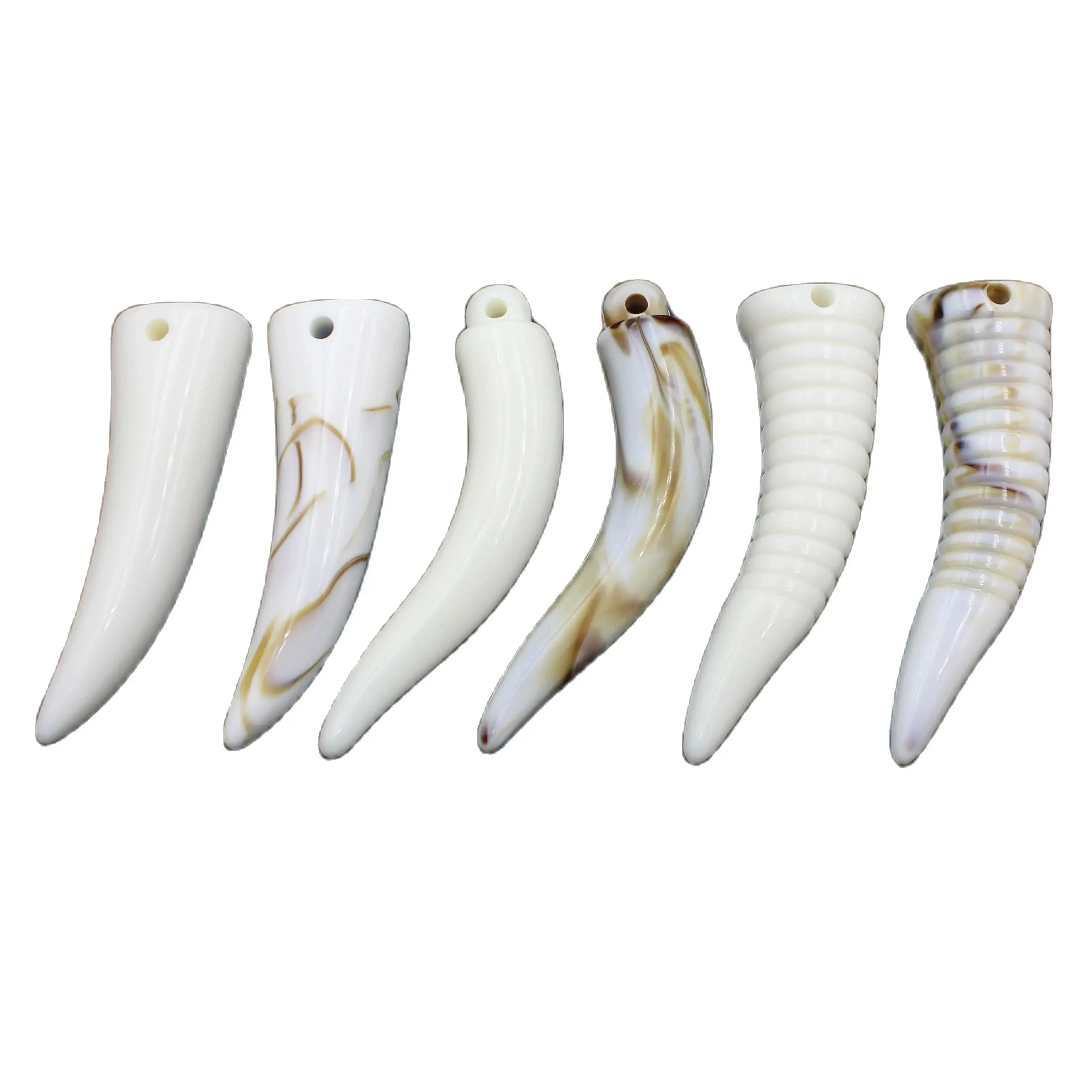 10pcs/pack Acrylic Horns Ivory Wolf Tooth Fangs Charms Pendants, DIY Jewelry Making Accessories for Men and Women