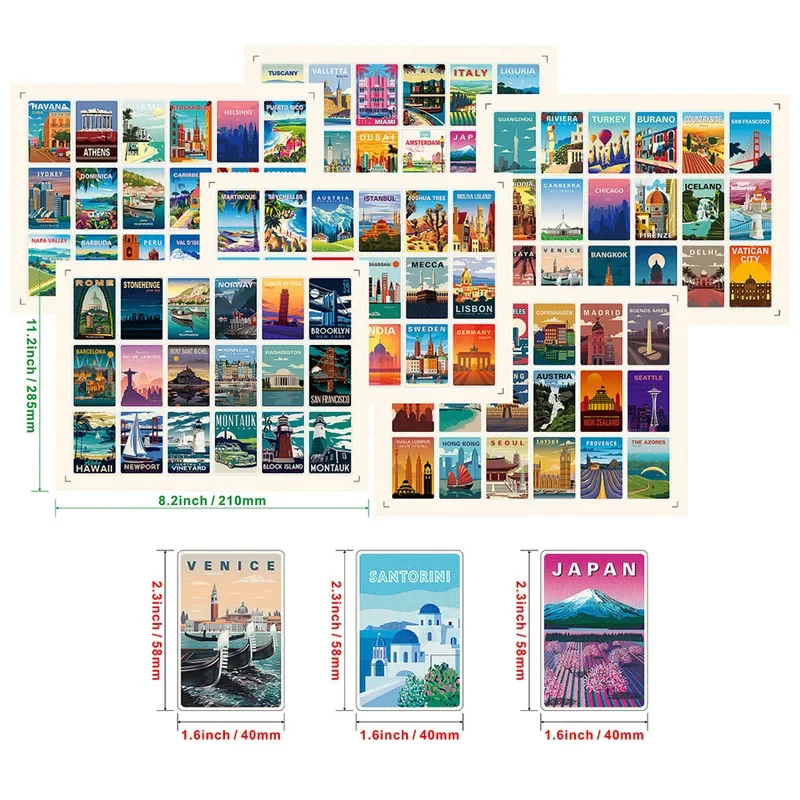 108Pcs Travel Around The World Scenery Series Stickers DIY Decal Travel To Paris Berlin Japan New York Switzerland Norway Venice