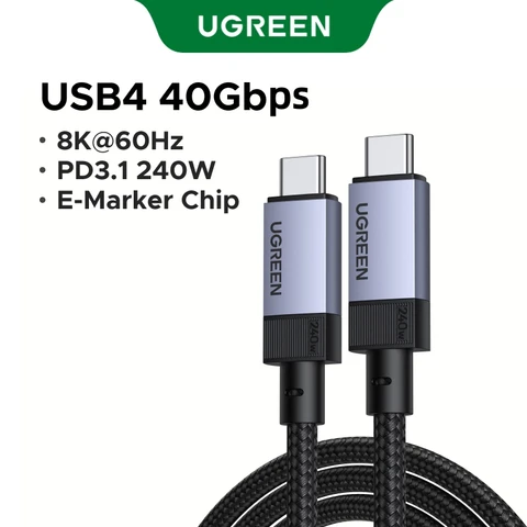 UGREEN USB4 USB-C Кабель 40 Гбит/с, 8K, 240 Вт, PD3.1