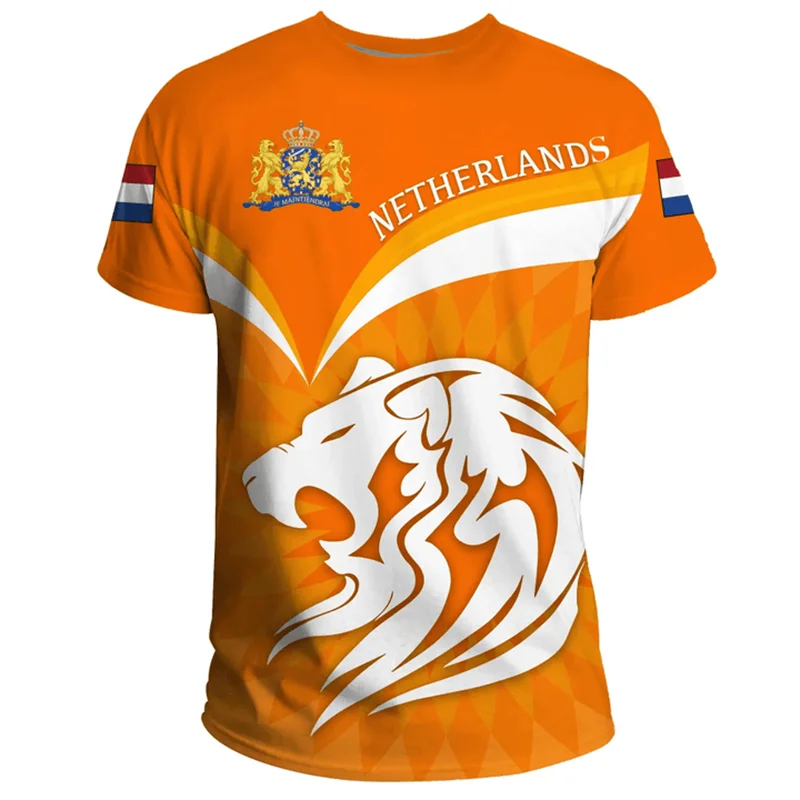 

New Design Netherlands Flag T-shirt For Men 3d Printed Dutch T Shirt Classic Short Sleeve Oversized Sports Tops Tee Shirts