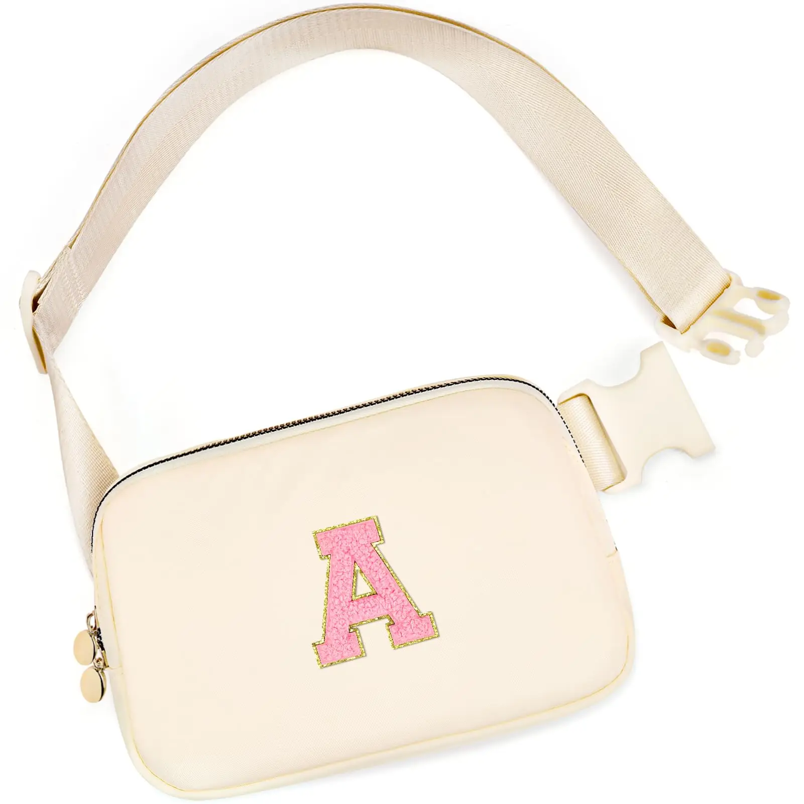 

Initial Fanny Pack for Girls, Birthday Gifts for 4 5 6 7 8 9 10 11 12 13 Teen Girl - Cute Personalized Trend Stuff - Cream