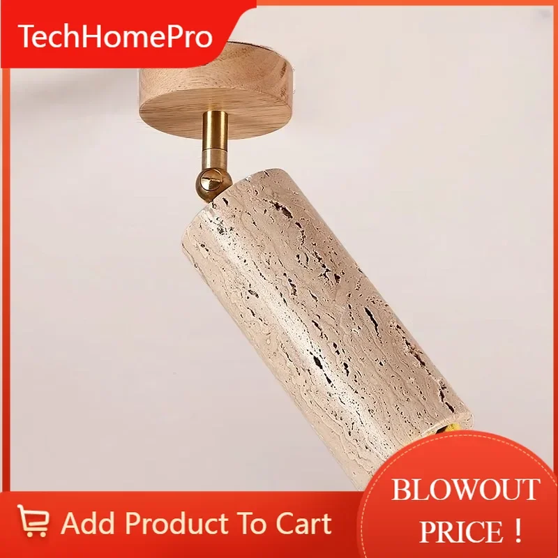 TechHPNatural Yellow Cave Stone LED Ceiling Light Corridor Spotlight Porch Balcony Yellow Limestone