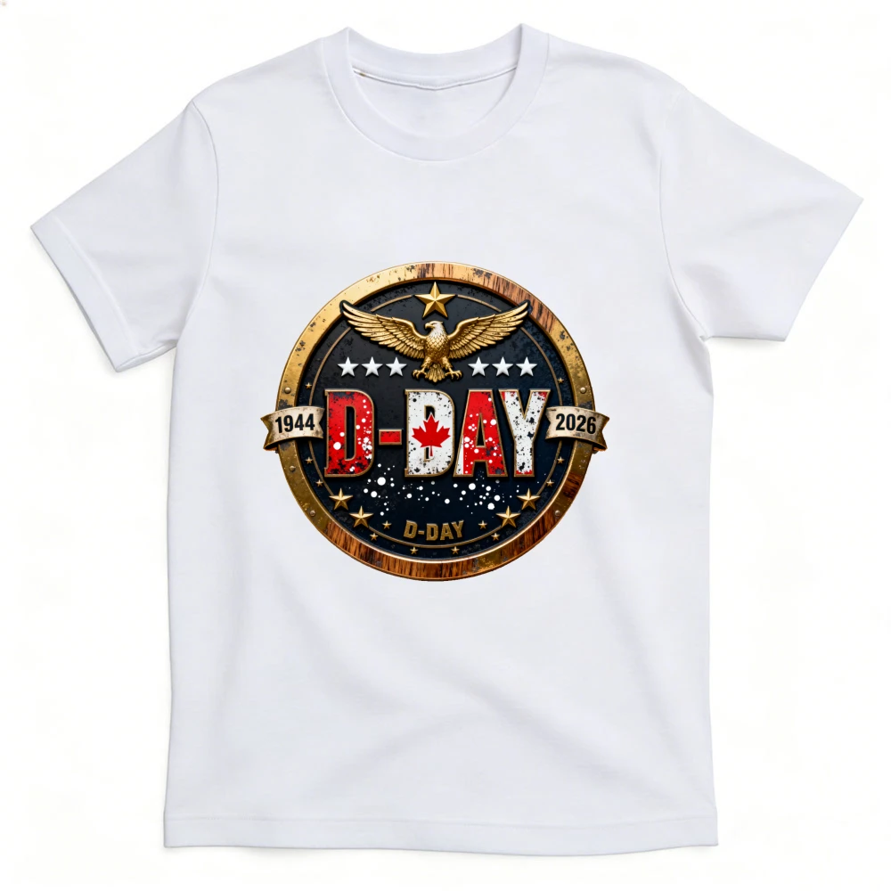 82nd Anniversary of The Normandy Landings on D-Day Eagle Loose O Neck Short Sleeve 34.Graphic Print Summer Tshirt