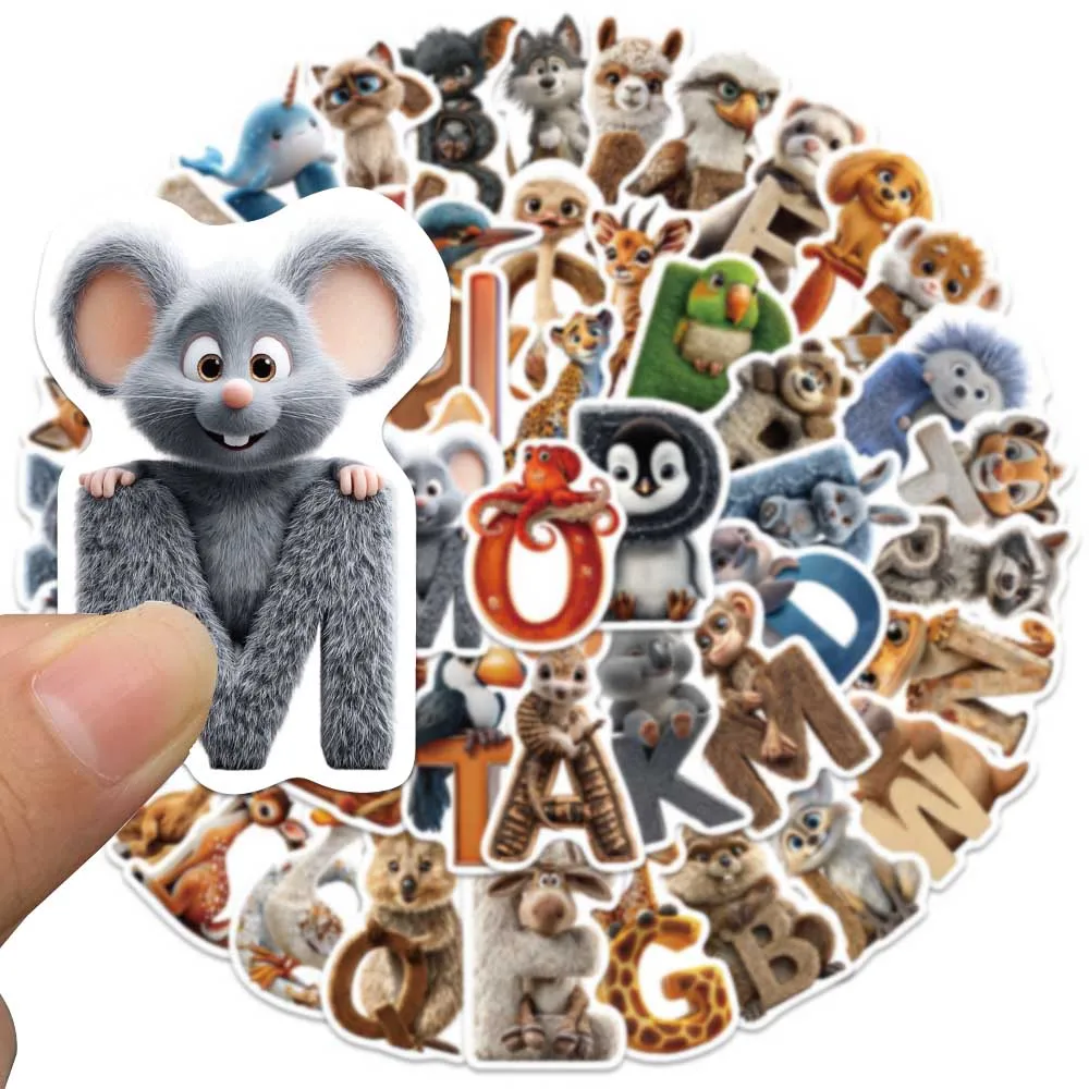 50pcs Cartoon Letter Aniaml Sticker Cute Funny Decal For Phone Case Laptop Scrapbook Closet Wallet Backpack Decoration Sticker