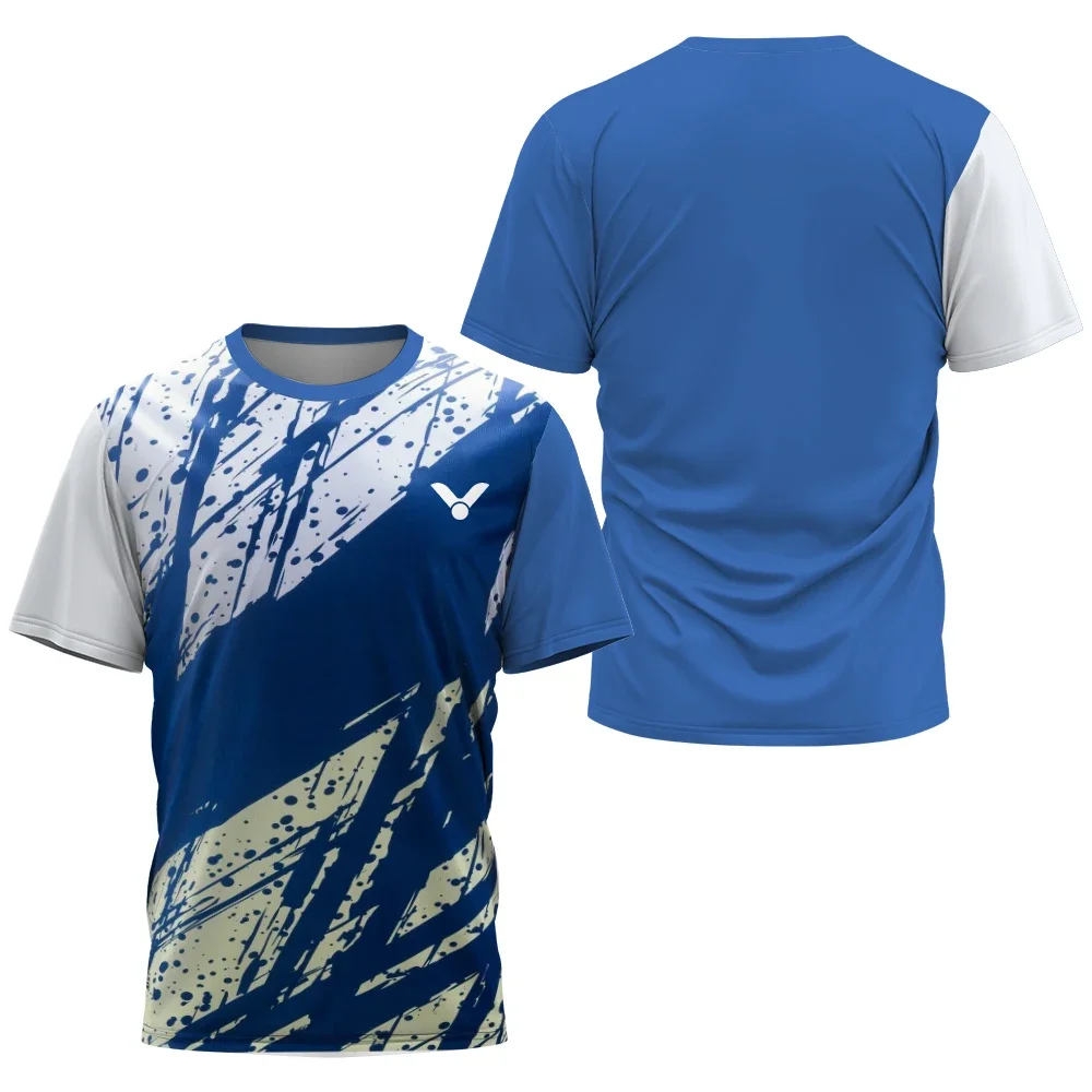 Geometrischer Block 3D-gedrucktes Badminton-Sporttrikot für Herren und Damen, Unisex, schnell trocknend, atmungsaktiv, für Training und Wettkampf, kurzärmeliges Oberteil – Detail 8