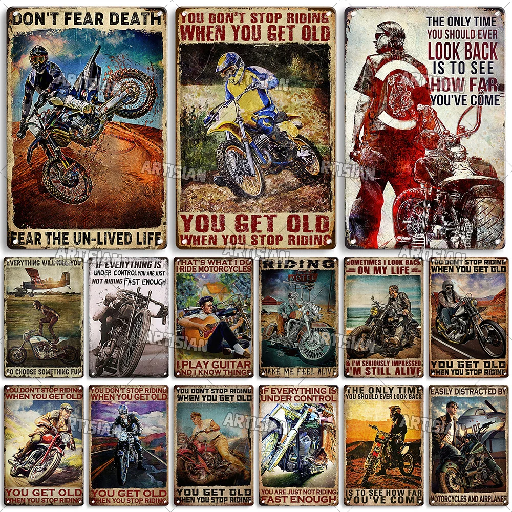 Póster de Metal de motocicleta Artisian, placa de estaño para motocicleta, placa decorativa de carreras, decoración de pared, garaje, Bar, Pub, Club, Hotel y cafetería