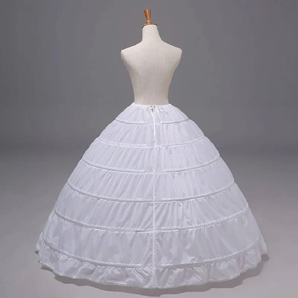 Black Wedding Petticoat For Quinceanera Ball Gown New 6 Hoop Crinoline Long Floor Length Underskirt Skirt Half Slips Accessories