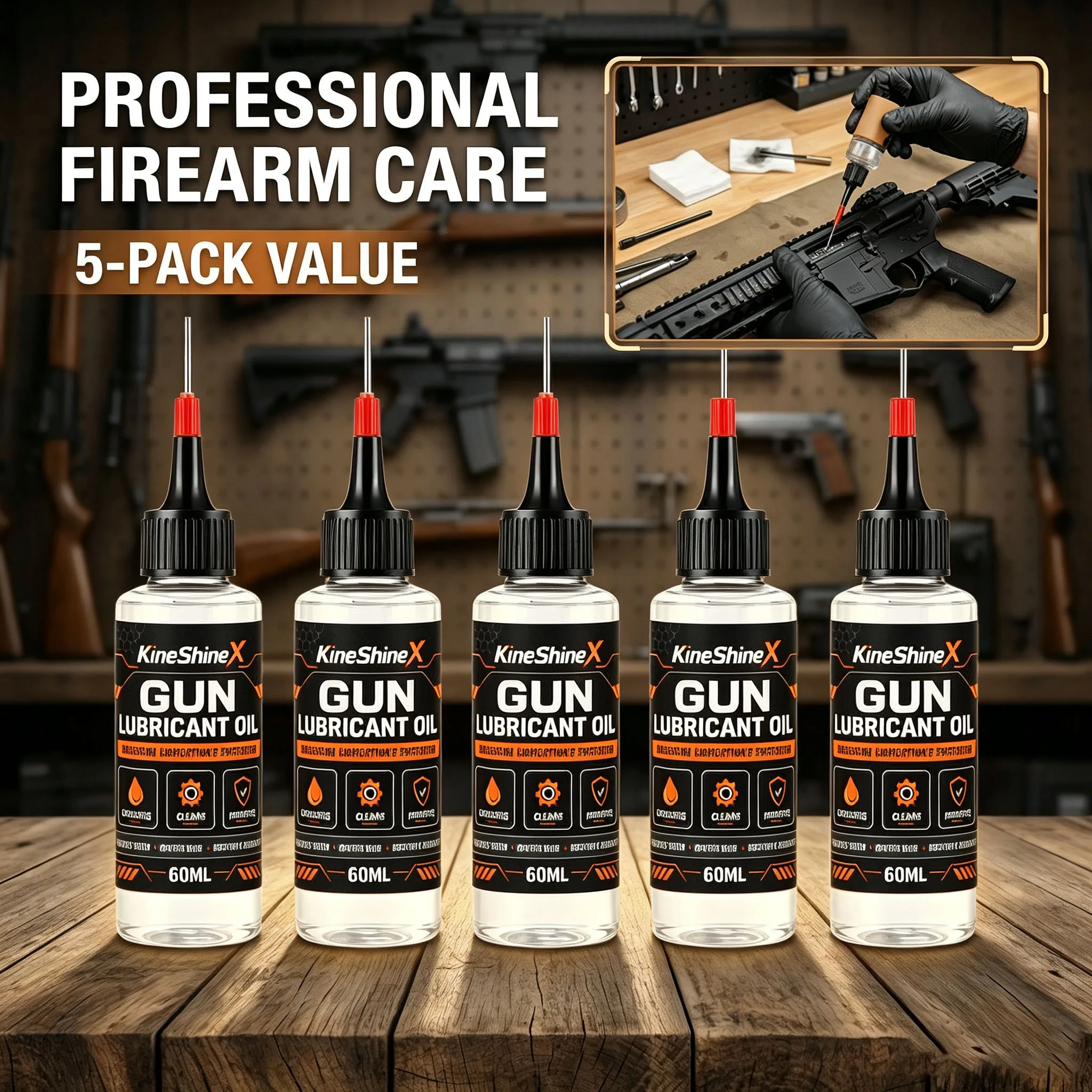 60ml Gun Oil GUN Cleaner Lubricant with Precision Needle Tip Oiler for Rifle Pistol Shotgun Maintenance Care