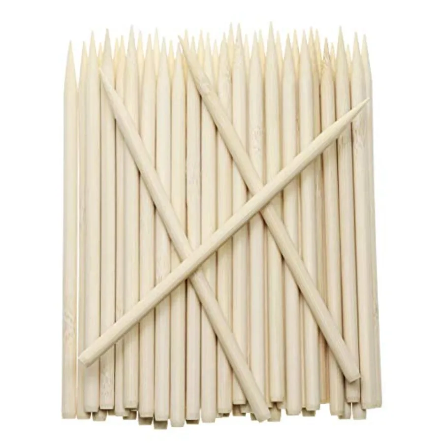 Palitos de bambú gruesos de 5.5 pulgadas para algodón de azúcar, manzana con caramelo, palitos de madera de abedul natural para maíz, perritos calientes, espetos de carne y salchichas