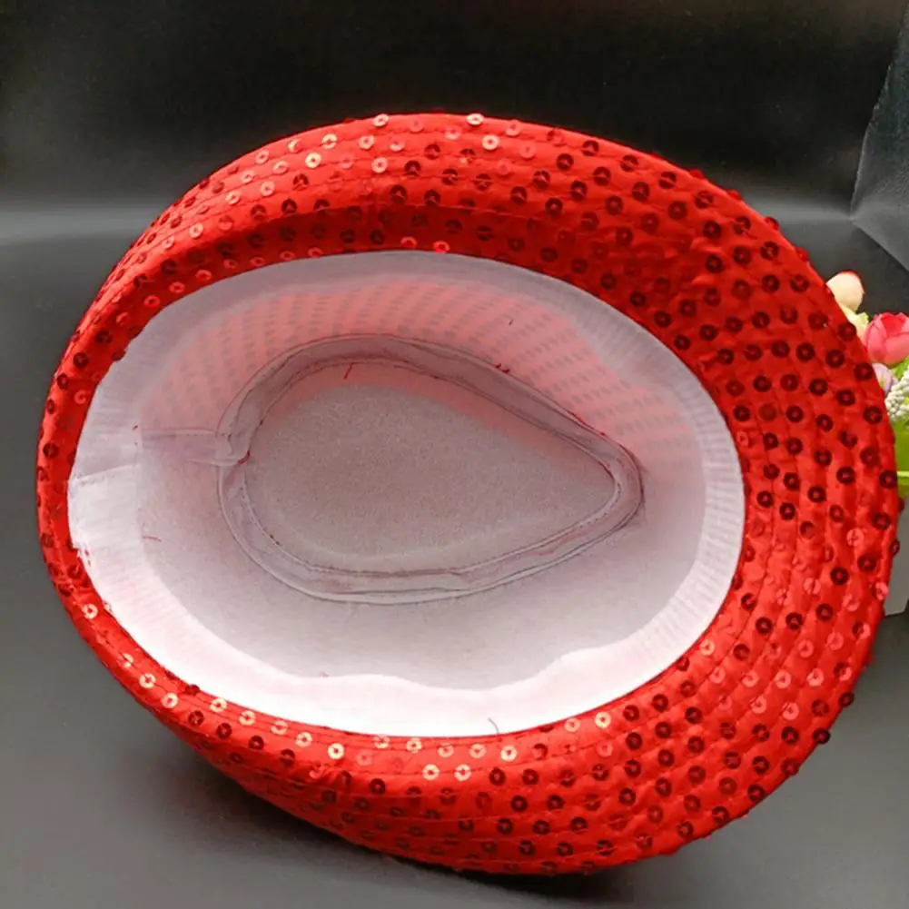 Chapeau de Jazz à ourlet court brillant pour adultes et enfants, chapeau de spectacle sur scène décoré à paillettes pour hommes et femmes, fournitures de fête de danse à paillettes