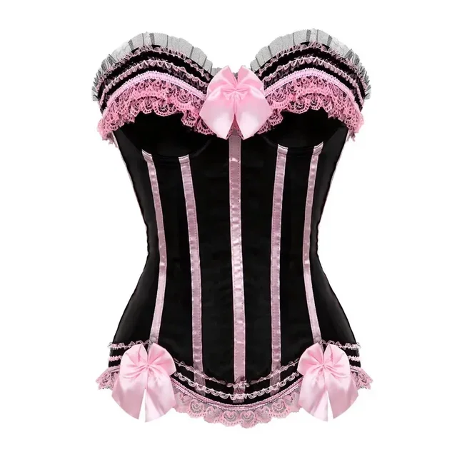 Corset Steampunk Woman Sexy Plus Size Striped Bustiers Waist Trainer Zip Korsett with Lacing Dance Party Costumes