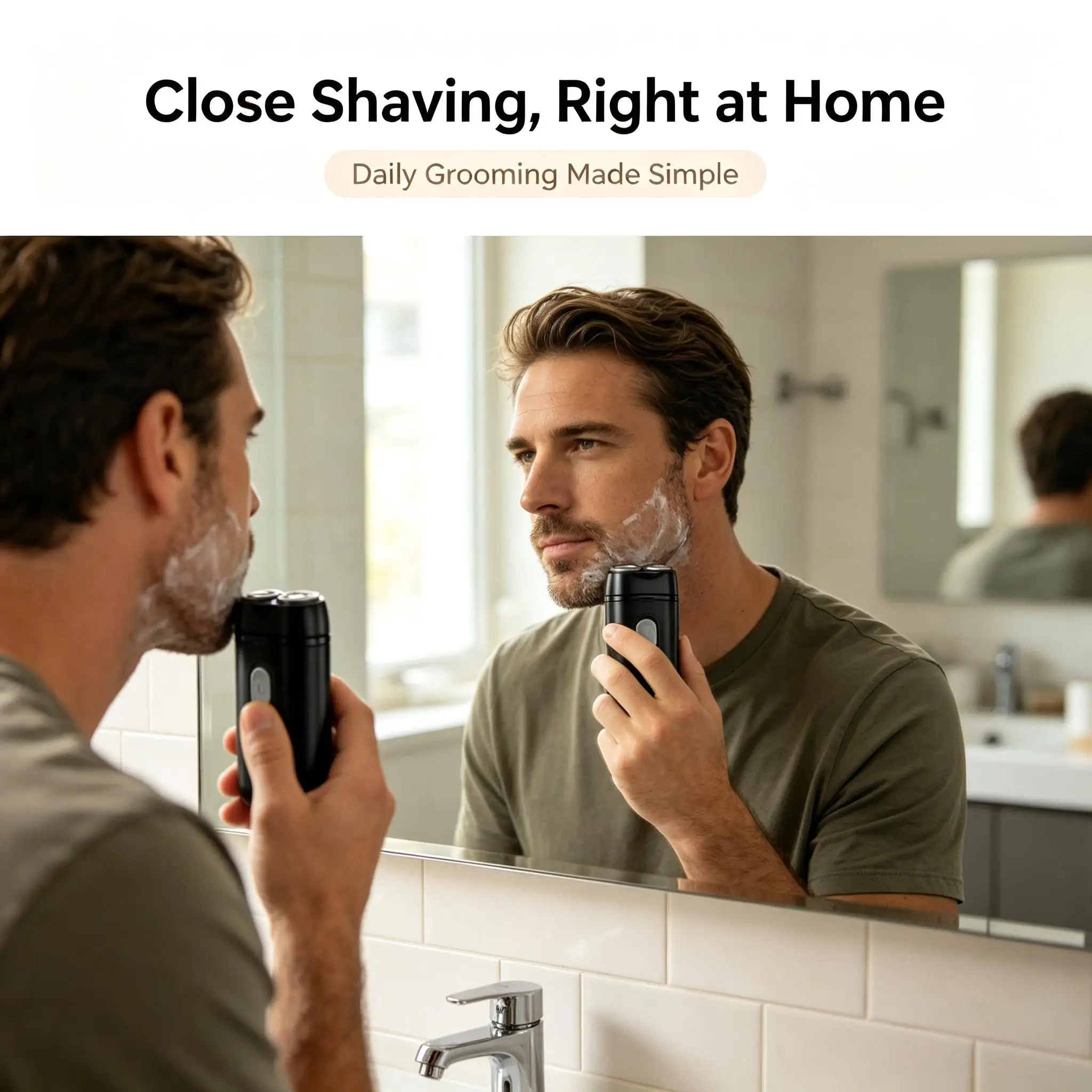 Mini Electric Shaver Portable USB Rechargeable Dual Floating Rotary Cutter Head Travel Razor for Men