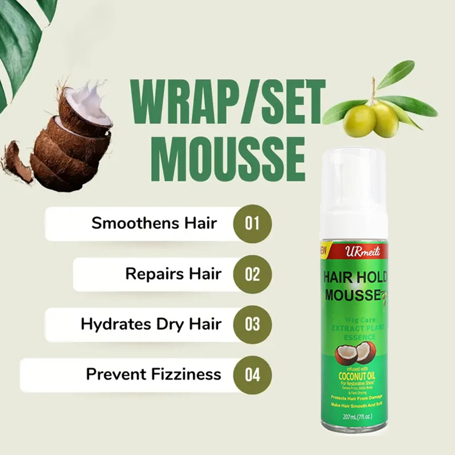 Curly Hair Mousse For Wigs Strong Hold Olive Oil Hair Styling Mousse Anti-Frizz Hair Foam Mousse For Styling Hair Women Men