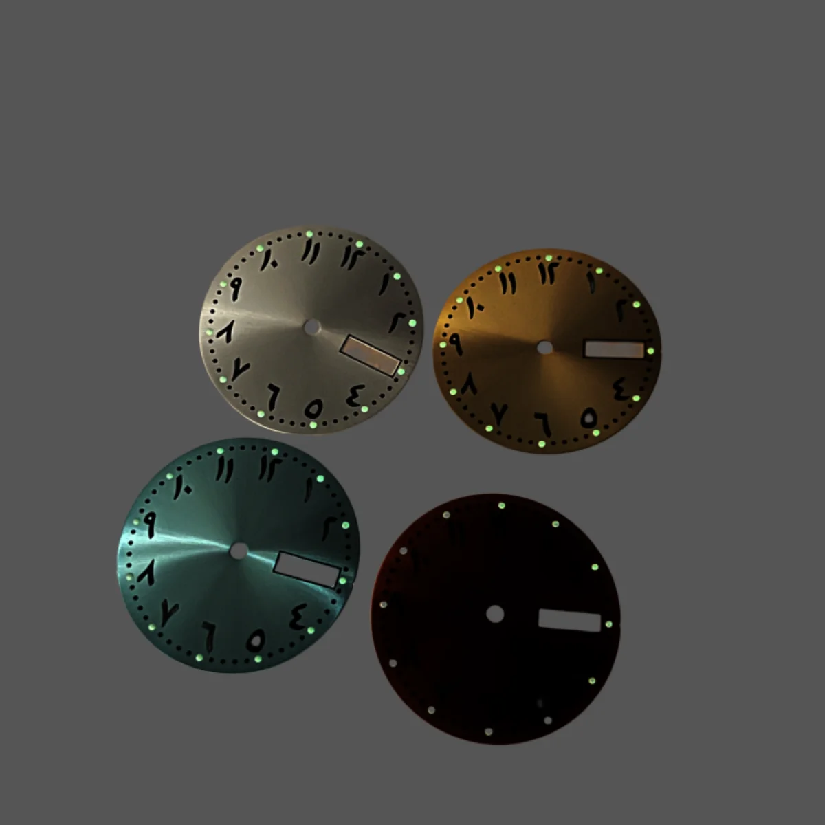 NH36 28.5mm Watch Dial Double Date Watch Faces with Green Luminous Modification Parts for NH36/4R36/7S26 Movement