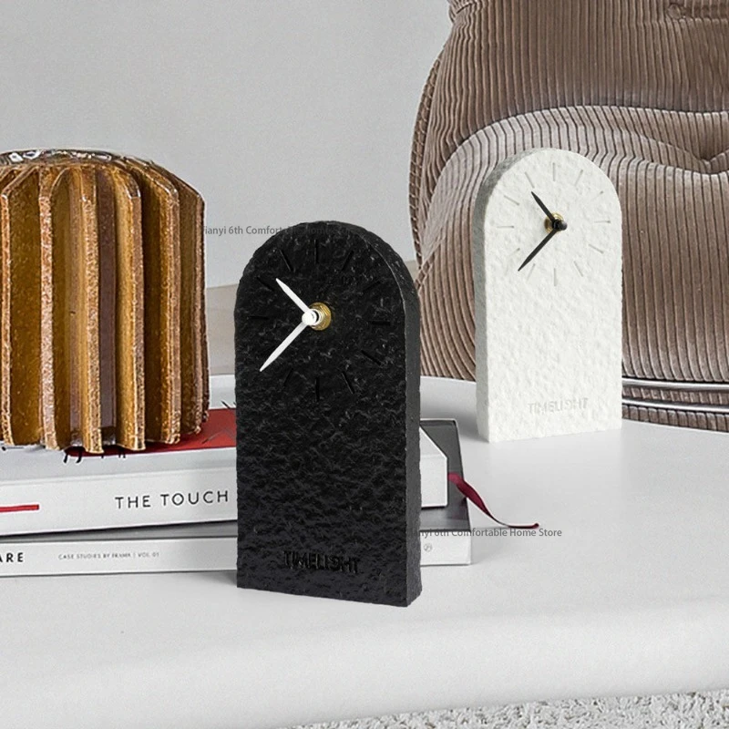 

Скандинавские бесшумные настольные часы для спальни, минималистичный стиль, для спальни, гостиной, кабинета, вертикальные настольные часы из песчаника, украшение для дома FYTC
