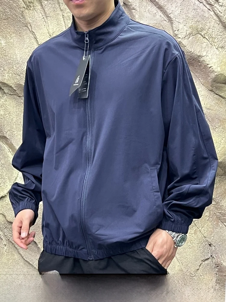 

Travel Lightweight Windproof Breathable Men's Outdoor Casual Stand Collar Jacket Thin Outerwear Spring Summer Nylon Spandex