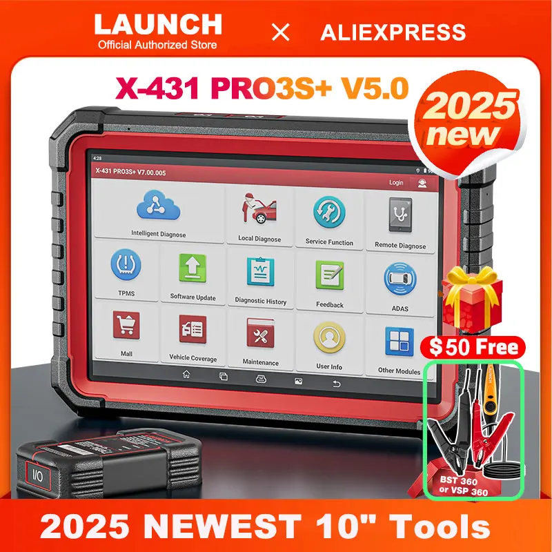 НОВЫЙ двунаправленный сканирующий инструмент LAUNCH X431 PRO3S+ V5.0 2023 года, 10,1 дюйма, со всеми разъемами, картографирование топологии OCE, кодирование ЭБУ и обслуживание 37+