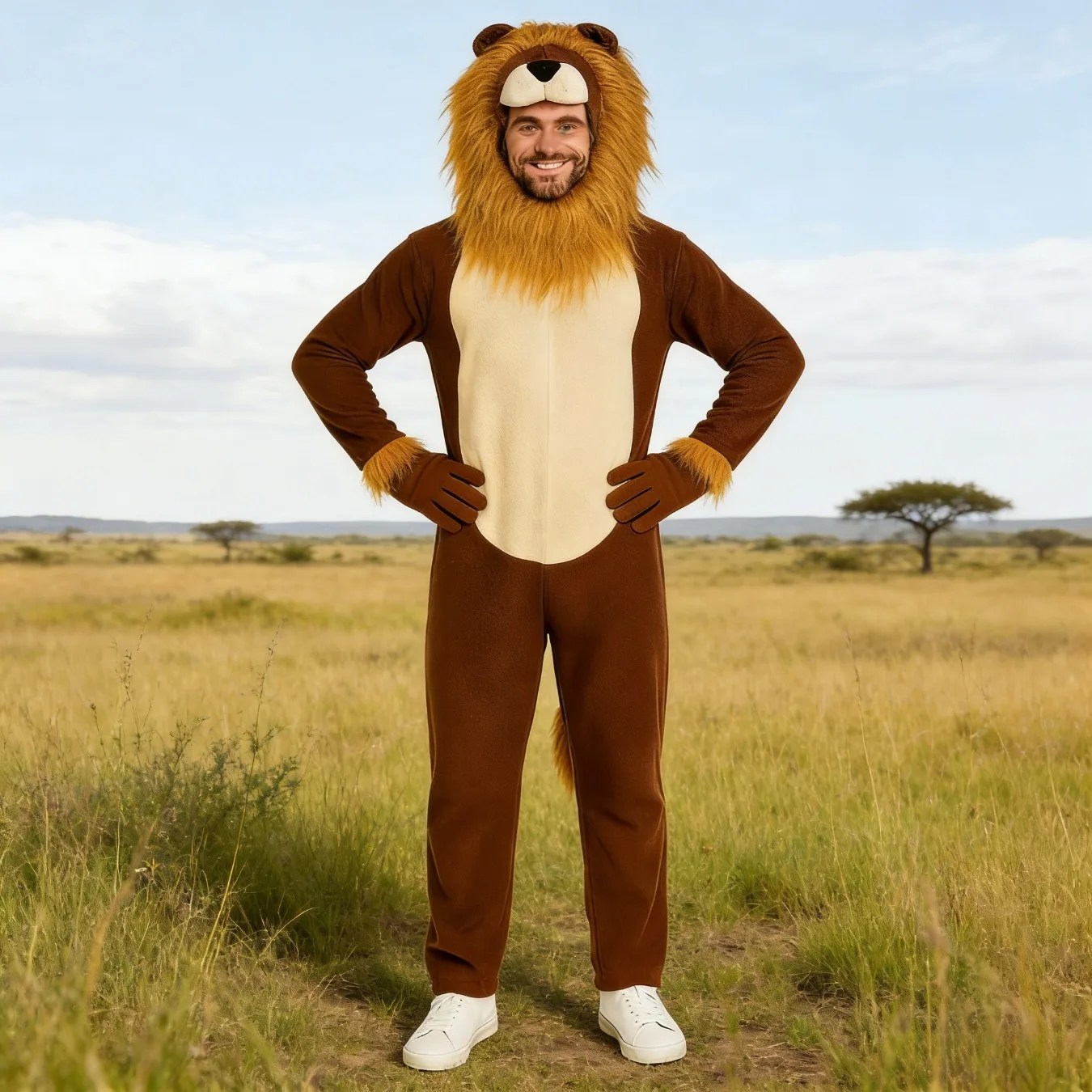 Lion Shaped Mens Jumpsuit Costume Halloween Cosplay For Stage Performance Party Dress Up