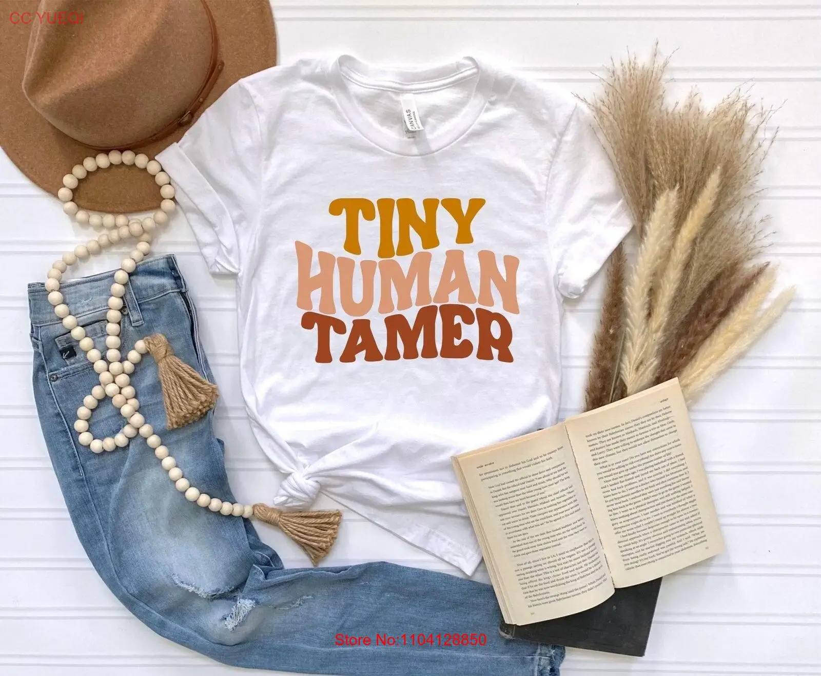 Tiny Human Tamer T Shirt Funny Teacher Kindergarten Preschool GifT Babysitter Daycare Provider long or short sleeves