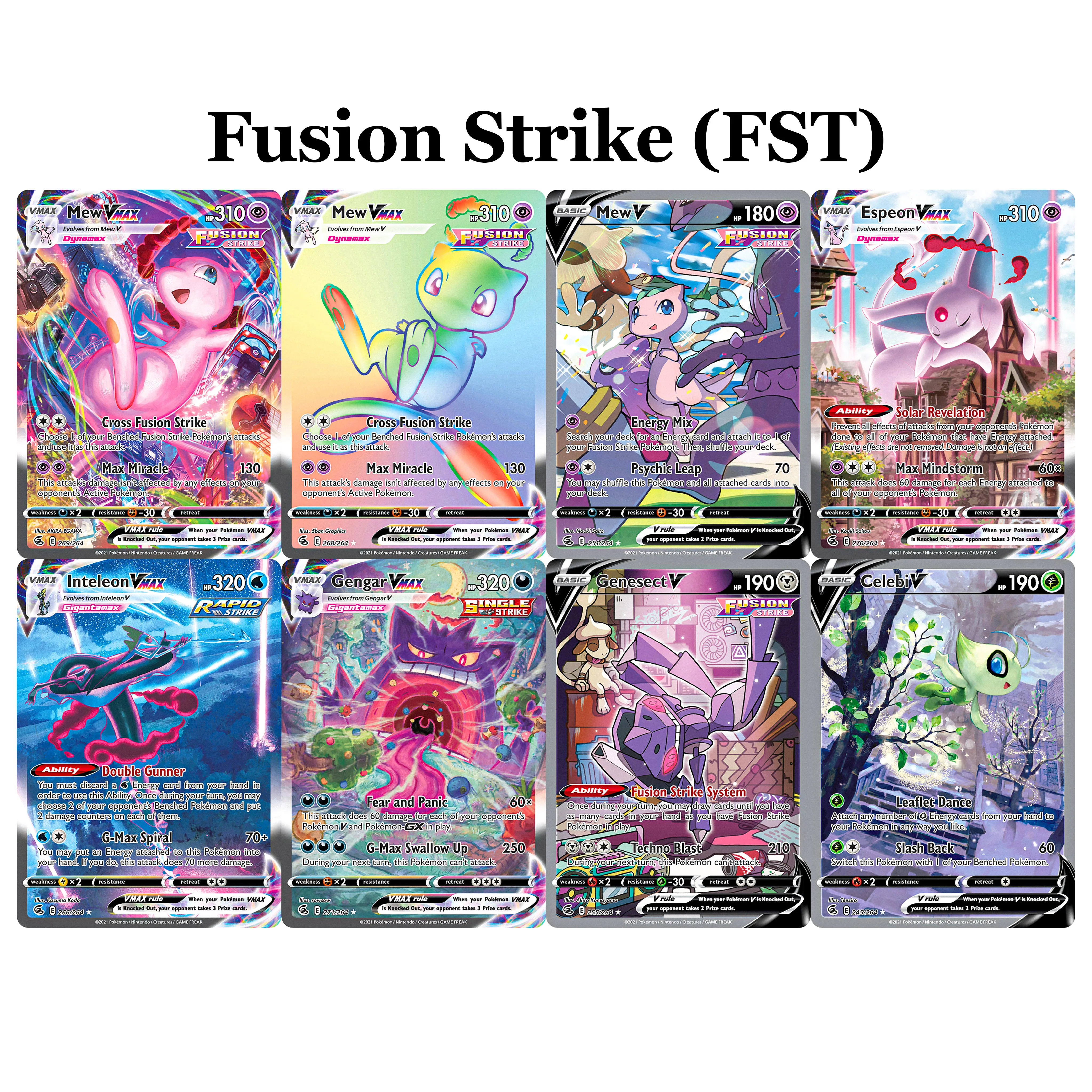 Ensembles d'épée et de bouclier de carte PKM, carte de Collection holographique proxy, étoiles brillantes, évolant des ciels, jeu de commerce de collection Pokemon