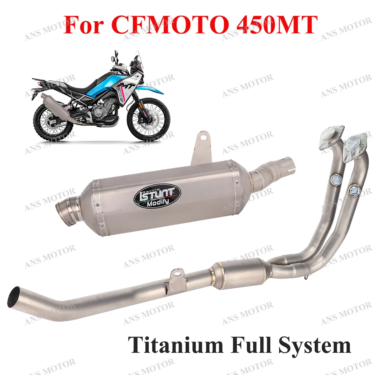 

Slip On For CFMOTO 450MT 2024 Motorcycle Exhaust Escape Full System Muffler With DB Killer Modify 450MT Exhaust Titanium