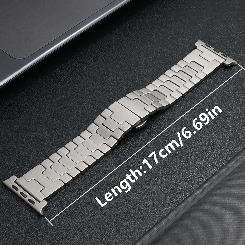 Titanium Band for Apple Watch 49mm 46mm 45mm 44mm Grand H Metal Strap for Series 10 9 8 7 6 5 4 SE Ultra Watchband Bracelet