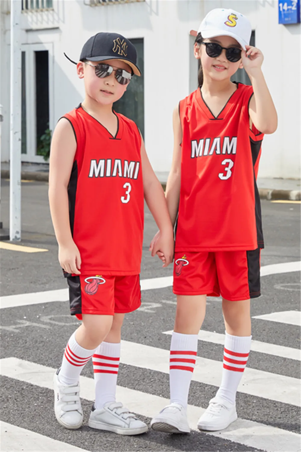 NEW 23/24 boy girl Heat No. 3 Basketball Jerseys Children\'s uniform set primary school jersey game team uniform training vest