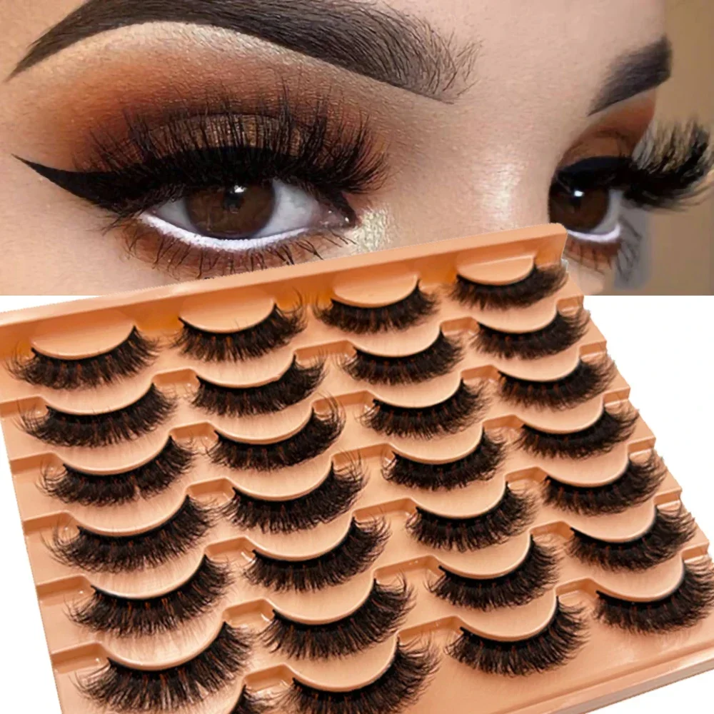 14 Pairs Russian Strip Lashes Mink Fluffy 3D Mink Lashes Makeup Messy False Eyelashes Fluffy Thick Lashes