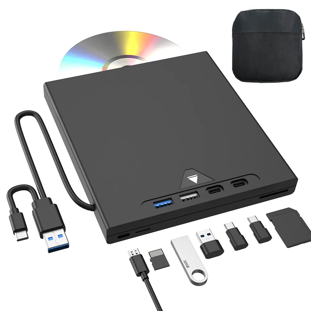Lecteur Blu ray externe 7 en 1, prise en charge 100 go BD/CD/DVD, lecture et écriture, lecteur optique, lecteur CD, graveur pour ordinateur portable, Windows, Mac OS