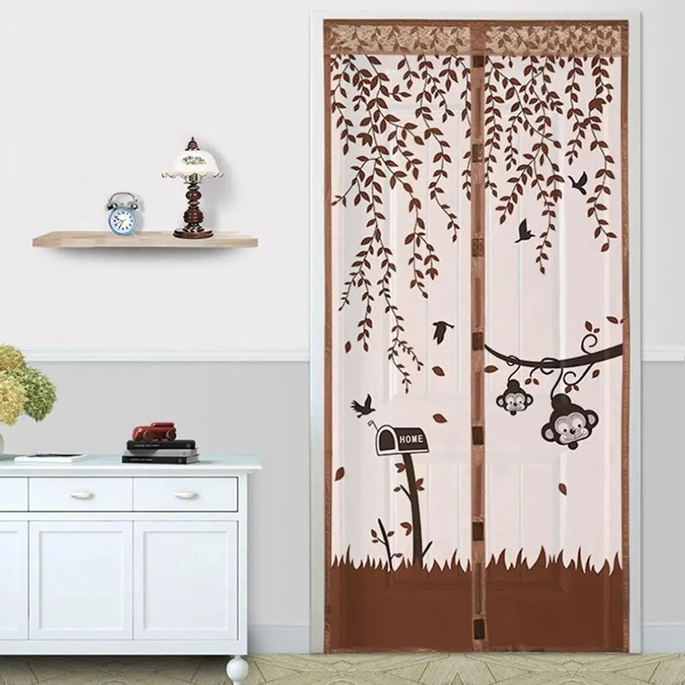 Automatic Closing Magnetic Door Screen Cartoon Mesh Net Mesh Door Curtains Retractable Lightweight Door Anti-fly Net