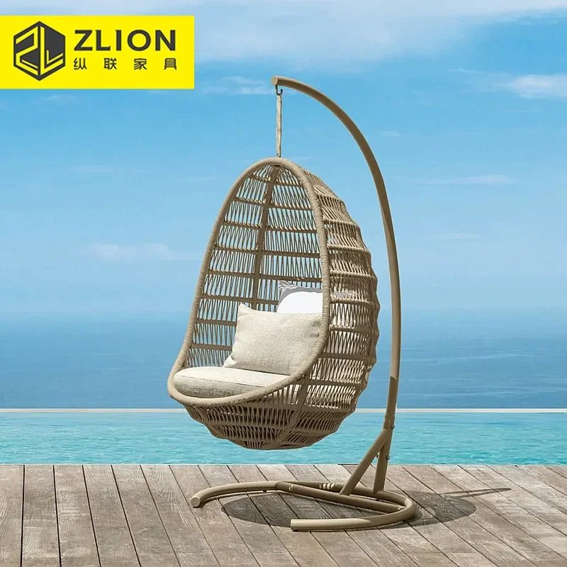 Custom Outdoor Rattan Hanging Swing Chair for Villa Balcony Courtyard Garden Home Leisure Rocking Seat Sofa