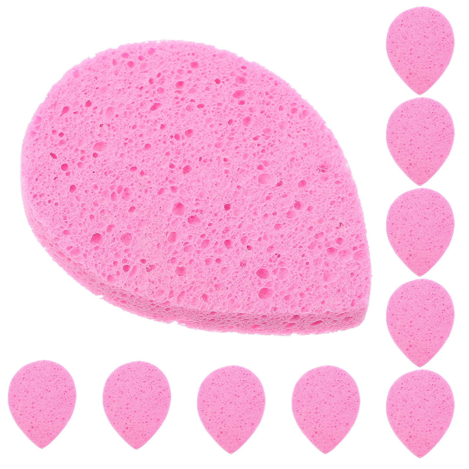 

10 Pcs Multi-function Exfoliating Sponge Makeup Remover Cleansing Facial Sponges Pink Wood Pulp Face