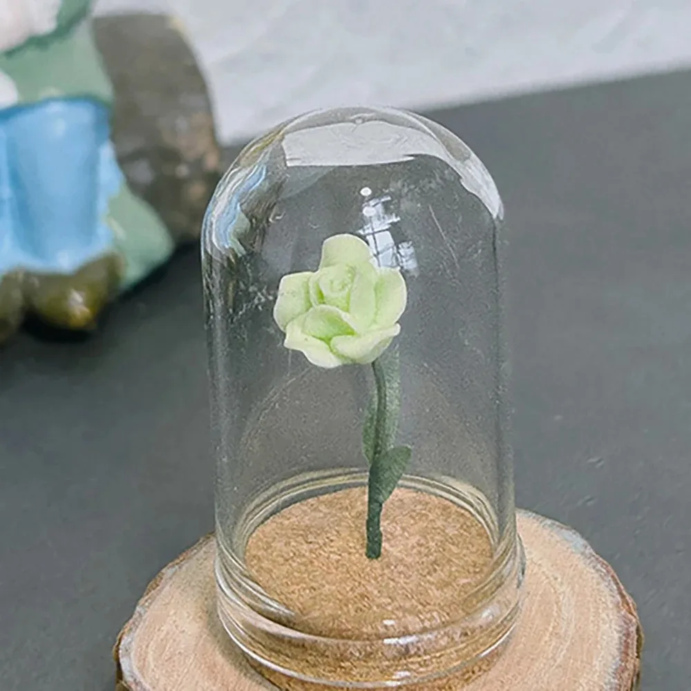 1/12 Maßstab Puppenhaus-Dekor-Accessoires, Miniatur-Rosenblütenmodell mit Glasabdeckung, Winzige Ornamente für Puppenhaus-Dekoration – Detail 8