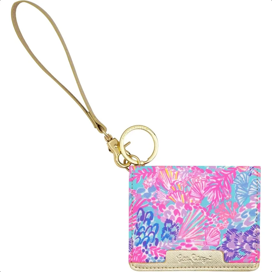 

Snap ID Card Case Cute Keychain Wallet Slim Credit Card Holder with Wristlet Strap Splendor in the Sand