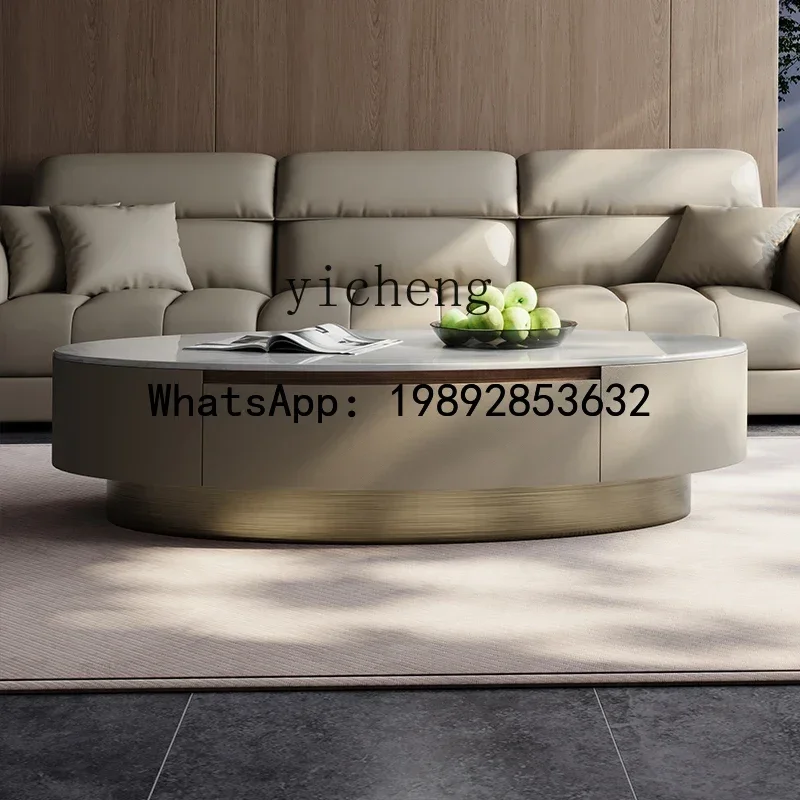 Oval Coffee Table for Living Room Home Use Light Luxury High-End Marble