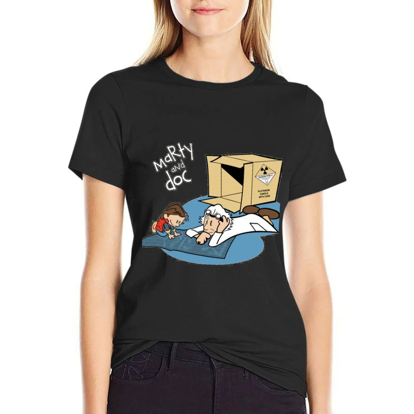 Marty & Doc Reading T-Shirt cute tops aesthetic clothes T-shirts for Women