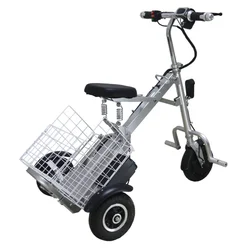 Opvouwbare elektrische driewieler 36v 250w Lichtgewicht mini-elektrische scooter voor volwassenen 3 wielen scootmobiel voor reizen met achtermand