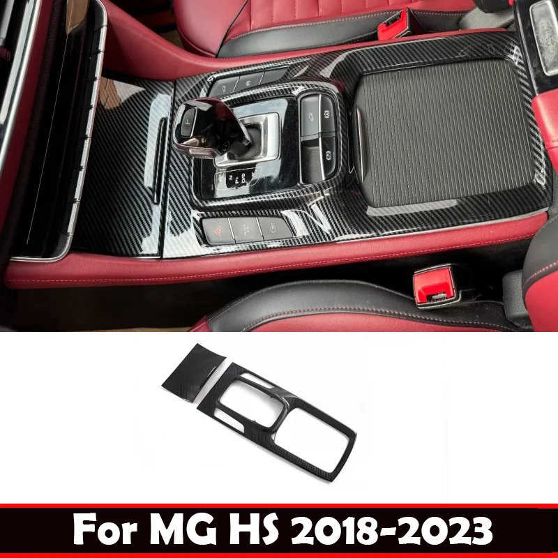 

For MG HS 2018-2023 ABS carbon fiber center conlose Gear Shift Panel front water cup holder Cover sticker interior accessories