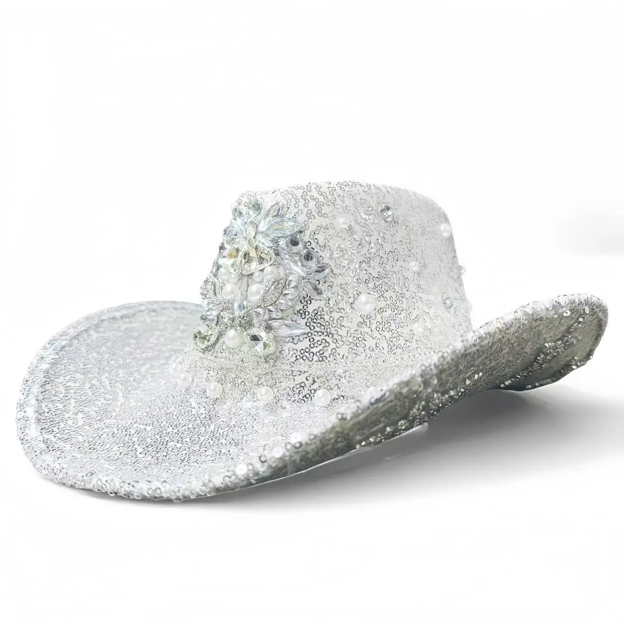 HongLuan Glitter Costume Cappello Adulto e Cappelli da Cowboy Strass per Donna, Cowboy Cosplay Accessori Femminili e Berretto da Cowgirl
