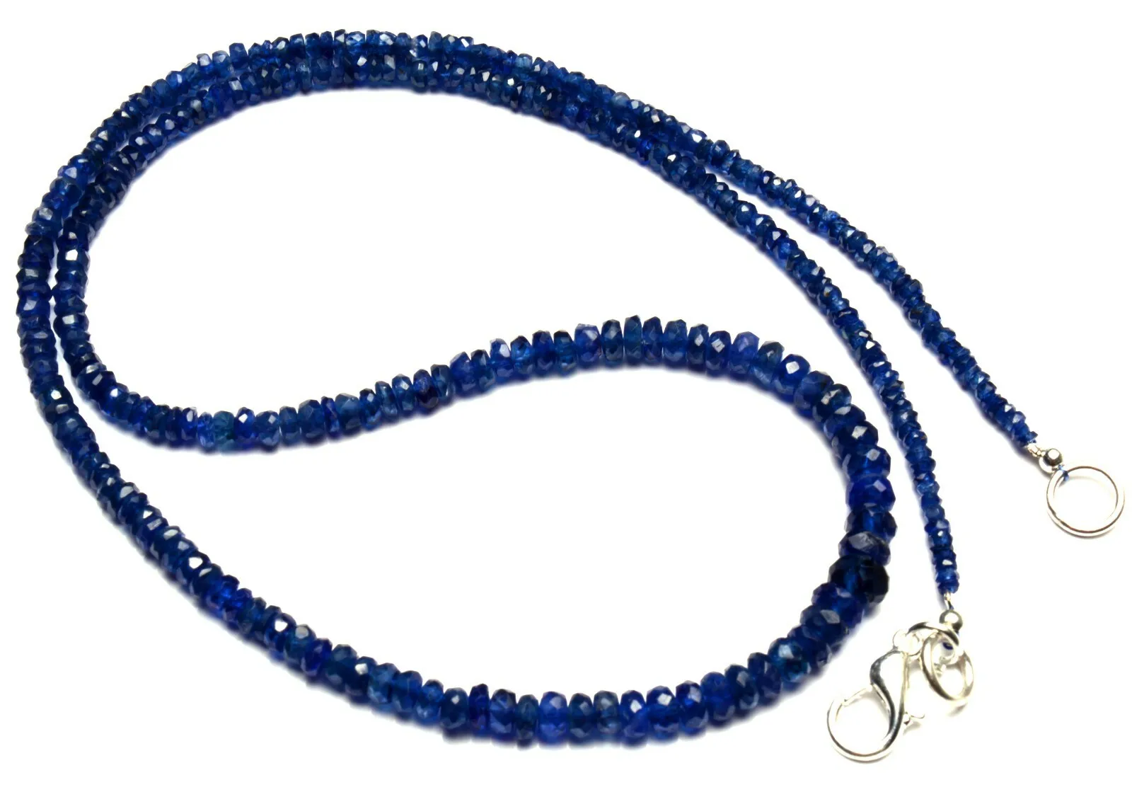 Natural Gem Myanmar Sapphire Faceted 3-4MM Rondelle Beads Necklace 17