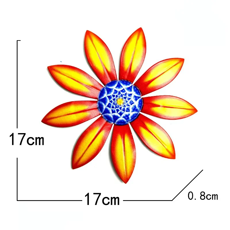 Wrought Iron Sunflower Wall Decor Outdoor Garden Colorful Metal Flower Hanging Ornament Garden Artistic Decorative Piece